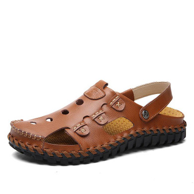 2017 Summer Men Sandals Outdoor Flats Sandals Leisure Cowhide Leather Mens Beach Sandals Fashion Male Summer Shoes