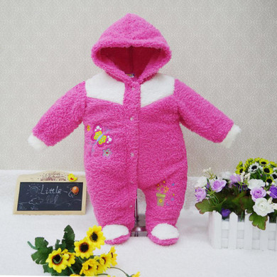 2017 New Little Q Coral velvet long sleeve winter baby clothes one piece kid bodysuit newborn boys girl clothing infant apparel
