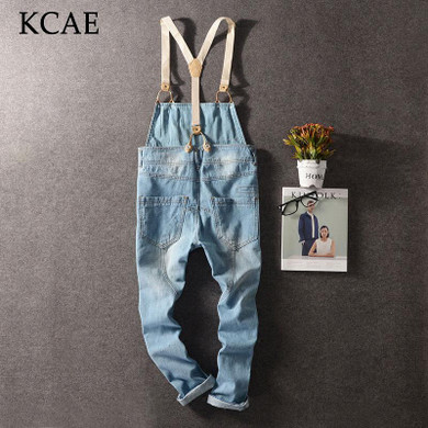 2017 New Fashion Mens Bib Overalls Length Stylish Ripped Denim Overalls Men Distressed Jeans Jumpsuits For Men Bib Jeans Pants