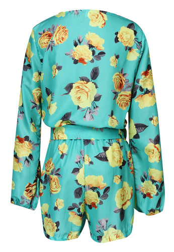 2016 Summer new style floral print women short jumpsuit romper Deep v neck strap playsuits overalls