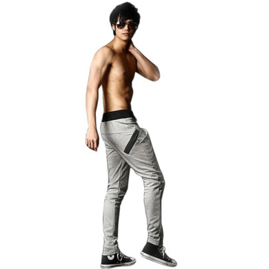 2016 Summer Fashion Men Cool Harem Trousers Skinny Zipper Pants Legging Straight Fit Men Cotton Sweat Pants