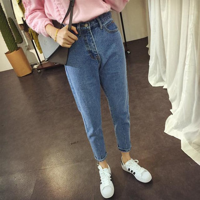 2016 Stylish Women Boyfriend BF Jeans Stretch Denim Trousers Ladies High Waisted Vintage Slim Pencil Jeans Pants Female