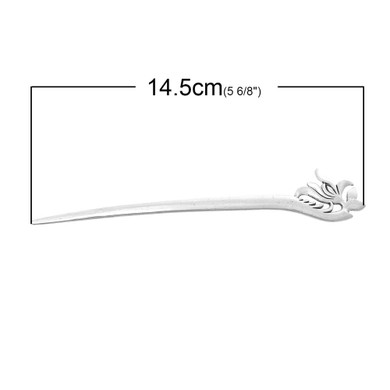 Flower Antique Silver Zinc Metal Alloy Home Office Storage Bookmarks,14.5cm x 26.0mm, 10 PCs