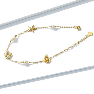 Starfish with Pearl Shell Chain Bracelet - Summer Series