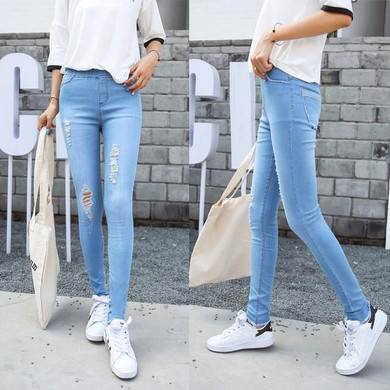 2016 New Simple Fashion Womens Jeans Leggings Nine Pants Elastic Denim Pencil Pants Skinny Jeggings Jeans Women Pantalon Femme