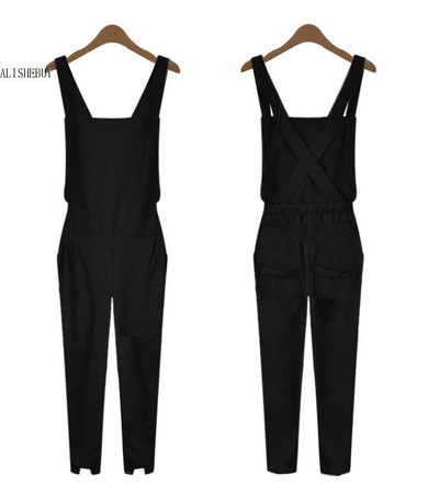 2017 Summer Sexy Women Jumpsuits Fashion Elegant Women Sleeveless Jumpsuit Elastic Waist Trouser Jumpsuit Overalls Rompers