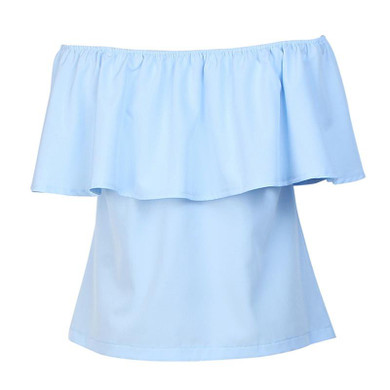 2017 Summer Plus Size Women Chiffon Blouse Shirt Slash Neck Sleeveless Off the Shoulder Ruffles Blouses Ladies Tops White Red
