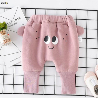 2017 Winter Baby Pants Unisex Girls Boys Trouser Thicken Velvet Warm Newborn Toddler Leggings Cartoon Cotton Infant Harem Pants
