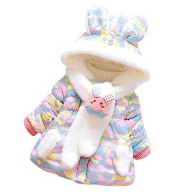2017 Winter Baby Boys Girls Snow Wear Coat Cute Rabbit Baby Jacket Thick Cotton-Padded Baby Girl Outerwear 0~3 Y