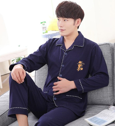 2017 Winter Autumn thick cotton men's pajamas gentlemen's homewear male solid sleepwear lounges pajamas plus size pyjamas men