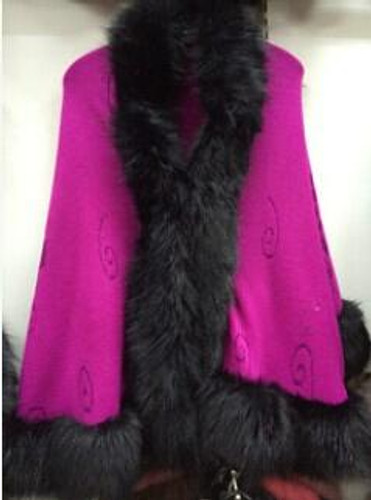 2016 New Autumn Winter Women High Quality Fake Fox Fur Collar Wool Cashmere Poncho Capes Knitted Cardigan Sweater Coat MY03
