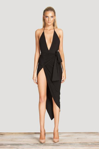 2016 New Autumn Winter Dress Sexy Celebrity Women V-neck backless Wrap Slim midi Bodycon Stretch Dresses