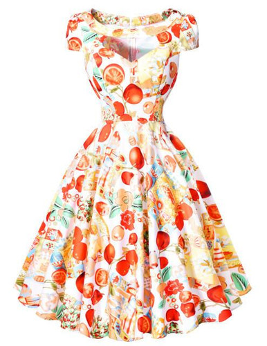 2016 New Arrival Womens Cocktail Dresses Summer Style Printed Retro Vintage 50s Casual Rockabilly Dress For Party BP08