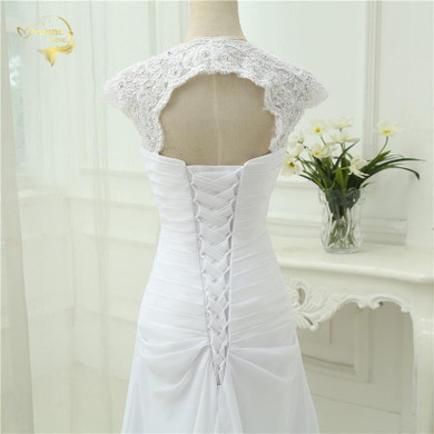 2016 New arrival Wedding Dress Elegant Applique Dress Chiffon Beading Vestidos De Novia Plus Size Beach Bridal Gowns 399390UJL
