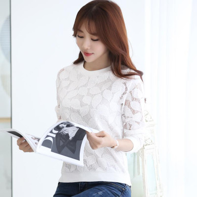 2016 New Arrival Hot Sale Fashion Lace Blouses Shirt Female Fall Fashion Chiffon shirt Thin Long Sleeved Shirt 883H 25