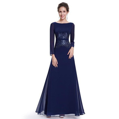 Evening Dresses Ever Pretty HE08635PP Long Sleeve Navy Blue Sexy A Line Evening Dress Vestidos Long Floor Length Evening Gowns