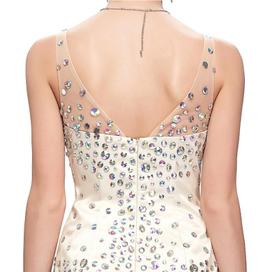 Evening Dress 2017 Grace Karin V Neck Tulle Ball Gown Apricot Sleeveless Rhinestones Beaded Prom Evening Dresses Robe De Soiree