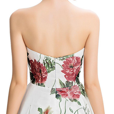 Grace Karin Short Prom Dresses Flower Pattern 2017 Strapless Sexy Knee Length Floral Print Chiffon Party Gown Vibrant Prom Dress