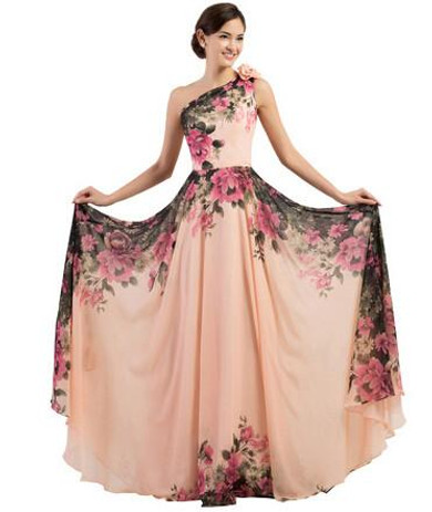 Grace Karin Sexy Backless Flower Long Evening Dress Deep V Neck Floral Formal Dresses Chiffon Robe De Soiree Party Gowns 2017