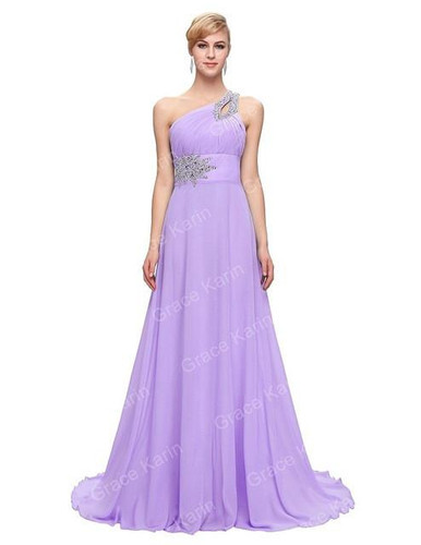 Grace Karin One Shoulder Long Evening Dress Chiffon Formal vestidos Blue Purple Pink Red Elegant Evening Gowns Party Dress 2017 Grace Karin One Shoulder Long Evening Dress Chiffon Formal vestidos Blue Purple Pink Red Elegant Evening Gowns Party Dress 2017