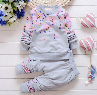 2016 spring autumn children girl clothing set baby girls sports flowers costume kids clothing set suit children clothing girls