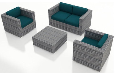 2016 Sofa Furniture 4 Piece Weathered Stone Wicker Patio Sofa Set
