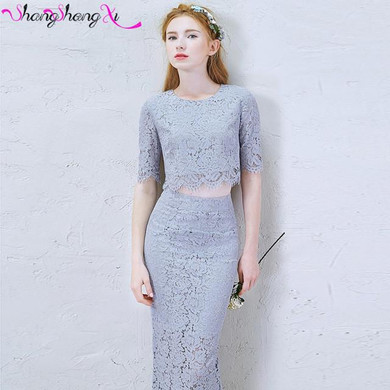 2016 Short Lace Cocktail Dresses Half Sleeves Prom Dresses Sheath Sheer Cocktail Dress With Scoop Vestido De Festa Curto SSX108