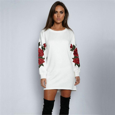 CANIS Floral Embroidery shirt Women Kawaii Pattern Long Sleeve Design Cotton Shirt Women Black Tees Plus