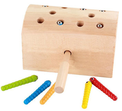 Candywood Wooden catch caterpillar toys for baby kids educational children early learning Parent-child interaction toys block