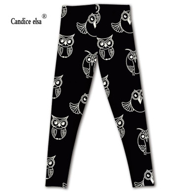 CANDICE ELSA women leggings workout legging fitness female pants elastic owl printed sexy trousers plus size wholesale