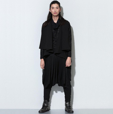 2017 Brand Cool Mens Gothic Punk Style Harem Pants Black Hip Hop Wear Baggy Skirt Pants Trousers Drop Crotch Sweatpants 050813