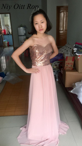 2017 Blush Cheap Bridesmaid Dresses Rose Gold Sequins Top Chiffon A Line Junior Wedding Party Dress Maid of Honor Gowns B214 2017 Blush Cheap Bridesmaid Dresses Rose Gold Sequins Top Chiffon A Line Junior Wedding Party Dress Maid of Honor Gowns B214