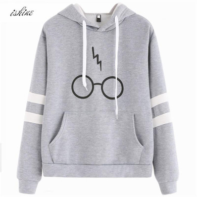 2017 Black Autumn Women Hoodies Girl Glasses Print Sweatshirts Long Sleeve Pullovers Casual Hoodies Moleton