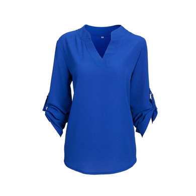 2017 Big Yard Tops Women V-neck Chiffon Blouses 3/4 Sleeve Female Shirt Fashion Large Size Plus Size Feminina Camisas Blusas