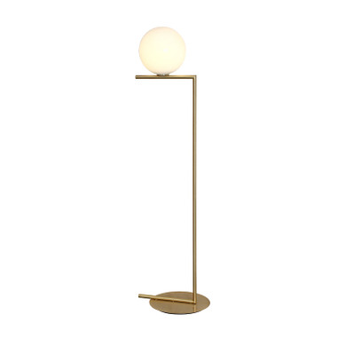 Angular White and Gold Globe Floor Lamp