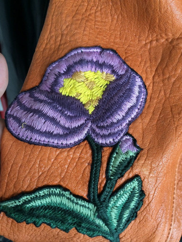 2016 embroidery leather jacket 100% real sheep leather jacket gunuine leather