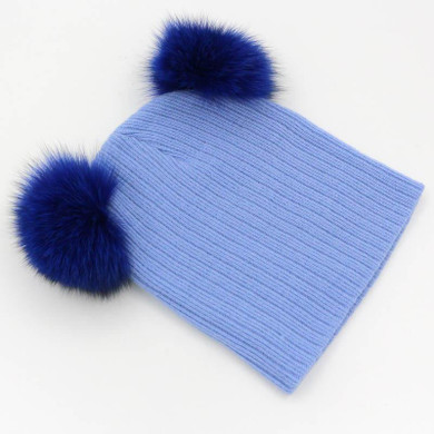 2016 Cute Winter Beanie Hat With Fox Fur Pompom Knitted Hat For Baby Girls Boys Kids Child Soft Warm Double Fur Ball Gorros Caps