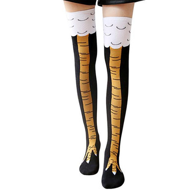 2016 creative New Women Chicken socks with chicken print toe Trendy Women fashion 3D Cartoon Thigh High Sale Chicken Toe Feet La