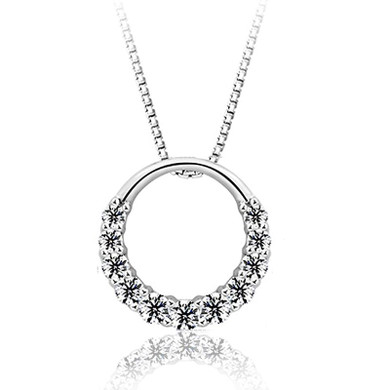 Elegant 925 Sterling Silver Wreath Garland Pendant Necklace Shiny Austrian CZ Jewelry For Woman Girls Romantic Gift