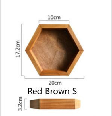 DUNXDECO Home Office Storage Wooden Tray Key Accessories Cup Holder Vintage Hexagonal Container Table Decoration Gift 1PC