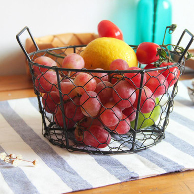 DUNXDECO Home Office Storage Iron Wire Net Fruit Bread Storage Basket Multifunction Organisador Kitchen Table Vintage Decoration