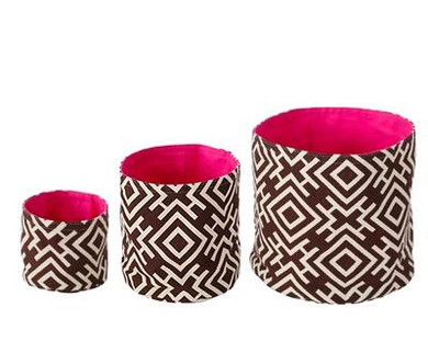 DUNXDECO 3PCS Modern Nordic Geometric Green Linen Cotton Storage Basket Multifunction Table Organiseration Home Office Storage