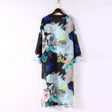 2016 Women Vintage Floral Loose Shawl Kimono Cardigan Boho Printed Chiffon Blouse Beach Bikini Cover Up Tops Long Shirt Clothing
