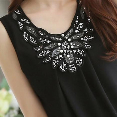 2016 Women Summer Cool Blouse Shirt Blusas Femininas Tops Fashion Sleeveless Vest Chiffon Shirts Fashion Plus Size 6XL White