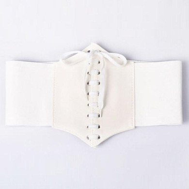 2016 Women Fashion Waist Cincher Corset Belt Wide Band Elastic Tied Waspie Belt Hot