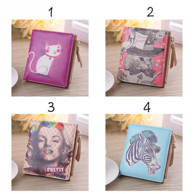 2016 women fashion Coin Purse&amp;Wallets Vintage Marilyn Monroe Cartoon Cat Women Wallets Brand Female Thin Short Wallet Clutch