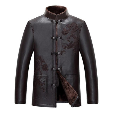 2016 Winter men's Leather coat Men's fur coat embroidery sheep skin thickening leather jacket