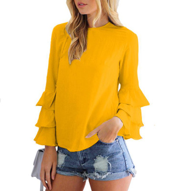 CDJLFH Fashion Shirts 2018 Women Clothing Long Sleeve O-Neck Summer Chiffon White Blouse Femme Womens Tops And Blouses