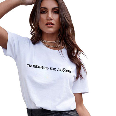 CDJLFH Brand Women Tees Russian Letter Print Black White Gray Fashion Women T-shirt Short Sleeve O-Neck Tshirt Women Top Shirt CDJLFH Brand Women Tees Russian Letter Print Black White Gray Fashion Women T-shirt Short Sleeve O-Neck Tshirt Women Top Shirt