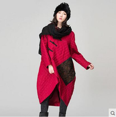 Jiqiuguer Women Winter Black Linen Parkas Vintage Plus size Loose Long Casual Wadded jacket female thick warm Overcoat  G154Y024